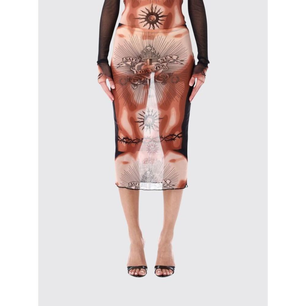 Re-Edition Safe Sex Tattoo Tulle Midi Skirt Jean Paul Gaultier